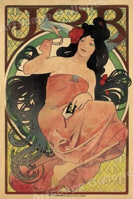 Impresión de póster de arte clásico de papeles de liar Alphonse Mucha Job 1898 - 24x36 Foto 1 de 3
