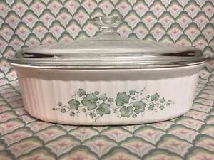 Corning CALLAWAY IVY Casserole FRENCH WHITE 2.8 Liter F-2-B w/ Lid 11”x 8.5” EUC - Picture 1 of 9