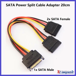 15pin SATA Power Y Split Cable Adapter Extension 1x Male to 2x SATA Female 20cm - Picture 1 of 1