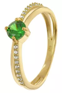 TRENDOR Schmuck Damenring 925 Silber Vergoldet Mit Synthetischem Smaragd 68970 - Bild 1 von 4