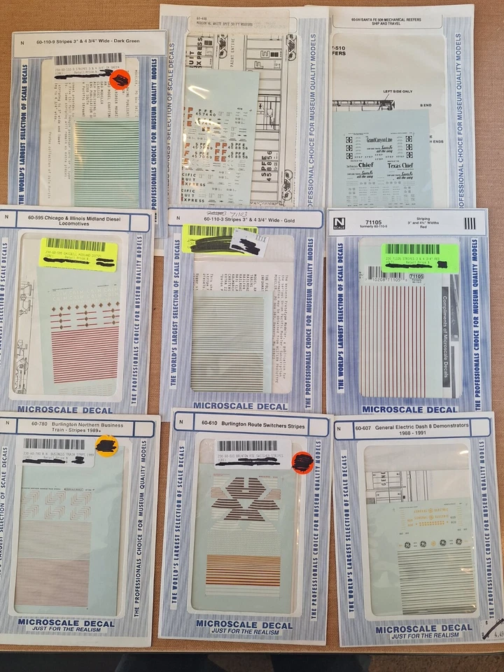 N Scale Microscale Decals $3.00 Your Choice 'SEVERAL LISTINGS' Item #B1 - Image 1 of 1