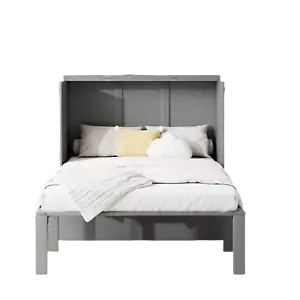 Schrankbett Holzbett Einzelbett Klappbett 90x200cm Wandklappbett Wandbett Grau - Bild 1 von 9