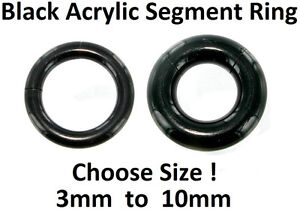 Black Acrylic SEGMENT RING - Easy Snap In - 3mm 4mm 5mm 6mm 8mm 10mm