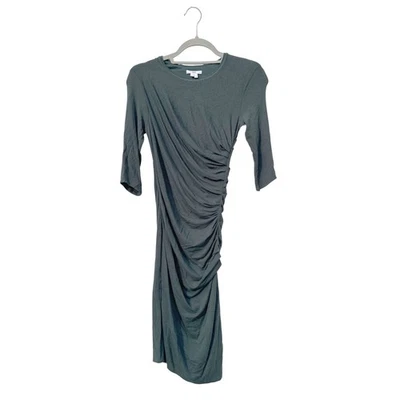 Vestido midi Helmut Lang verde drapeado lateral acanalado talla S Foto 1 de 4