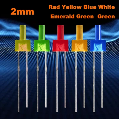 Diodo LED cálido LED Leds 2 mm tapa plana difuso rojo amarillo azul verde naranja Foto 1 de 4