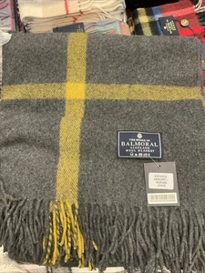100% Recycled Wool Blanket | The House Of Balmoral Scotland Box Check Dark Grey - Picture 1 of 2