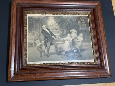 2 18th-19thC Antique C.W.FAULKER DOGS Engravings PAIR matching oak Frames Large - Image 1 of 4