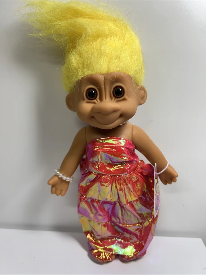 2 Vintage Tracey Troll 7” Russ Troll Doll Yellow & Red Hair W/Tag