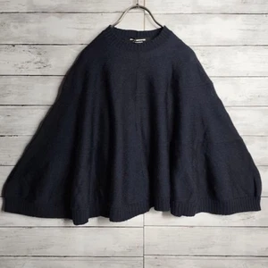 Junya Watanabe Comme Des Garcons Poncho knit Wool Navy Women's Free Size Used - Picture 1 of 6