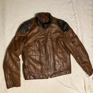 Chaqueta de cuero marrón motociclista La Matta para hombre Italia talla 52, EE. UU. L - Imagen 1 de 16