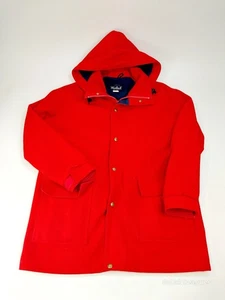 Vintage Woolrich 100% Wool Hooded Parka Long Winter Coat Jacket Mens Large - Picture 1 of 13