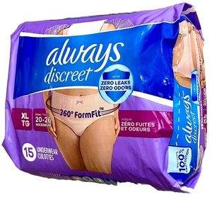 Always Discreet Incontinence Underwear Maximum Absorbency Size XL - 15 Underwear - Picture 1 of 2