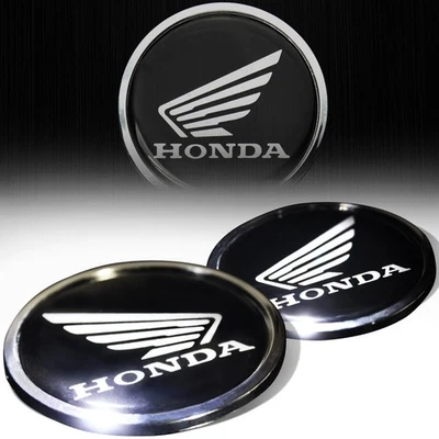 2x 4mm ABS 2.5"Reflective Wing Logo/Pair Tank Fairing Sticker Honda Black/Chrome - Изображение 1 из 4