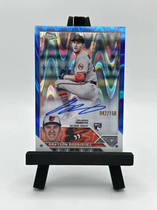 2023 Topps Chrome Grayson Rodriguez Auto RA-GR 42/150 Rookie RC Blue RayWave SP - Picture 1 of 2