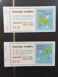 GRENADINES OF ST. VINCENT 1976 - 2 x $2.50 Island Map Stamp Booklets , MNH - Picture 1 of 10