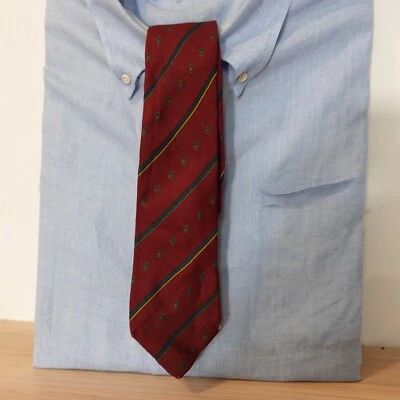 Chanel Paris Corbata Cuello Hombres Rojo Paisley Rayas Seda Clásico Foulard Borgoña Logo Foto 1 de 4