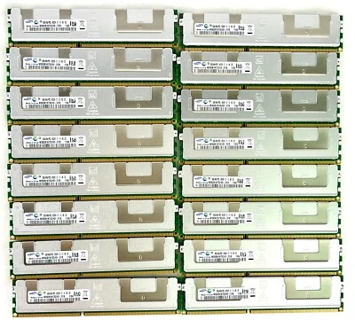 Lot Of 16 128GB Samsung M393B1K73CHD-CF8 4RX8 PC3-8500R 16X8GB ECC RAM - Image 1 of 4