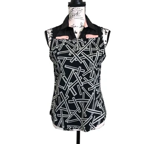 Jamie Sadock Womens Sleeveless Top 1/4 Zip Golf Black Silver Peach Size S - Picture 1 of 8