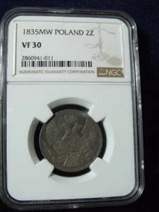 POLAND 1835 2 ZL NGC  VF30 SCRATCH RESISTANT CASE SHIPS FOR FREE - Picture 1 of 8