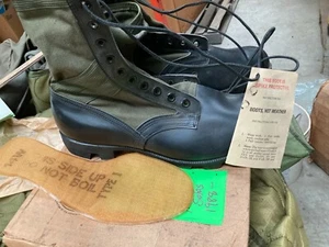 1 pair vintage jungle boots size 13 1/2 spike protected -military issue X-wide - Picture 1 of 4