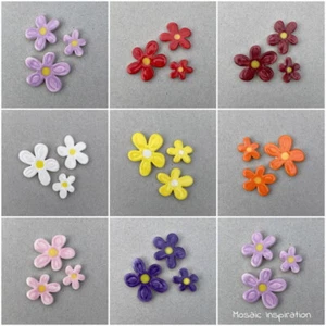 Funky Ceramic Flowers x3 ~ Mosaic Tile, Mosaic Inserts, Art, Craft - Picture 1 of 19