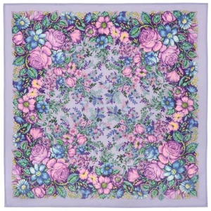 Cherished Dream Lilac Pavlovo Posad Shawl  1821-1 28x28" Заветная мечта Платок - Picture 1 of 2
