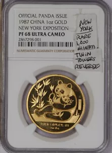 1987 Gold Panda 1 oz. New York Expo NGC PF68 UC. Rare, 1,000 Mintage! - Picture 1 of 2