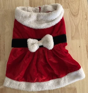 Mrs.Santa Claus/Frau Hund Weihnachtsoutfit Größe Medium mit Perlenakzent weiße Schleife - Bild 1 von 6