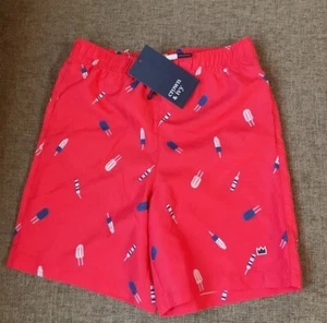 Boys size 6 swim trunk Swimsuit crown and ivy kids popsicles red Faux drawstring - Picture 1 of 15