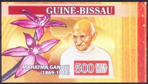 Mahatma Gandhi, Flowers, Guinea Bissau 2007 MNH Imperf    - Image 1 of 1