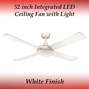 52 inch 4 Blade LED Ceiling Fan in White with Integrated 24 Watt LED Light - Picture 1 of 2