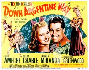 DOWN ARGENTINE WAY 1940 BETTY GRABLE CARMEN MIRANDA 11 X 14 LOBBY CARD HS B - Foto 1 di 1