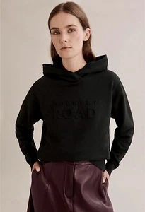 Country Road Hooded Sweat XS 8 Australian Cotton Modern Logo Black Pockets - Picture 1 of 11