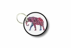 Portachiave Chiavi Chiave Ricamo Toppa Elefante Rosa Vintage - Foto 1 di 1