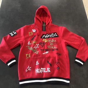 Screenshot 90's Style Hip Hop Crown Logo Pocketed Hoodie-2XL-Red-Cotton/Poly New - Picture 1 of 22