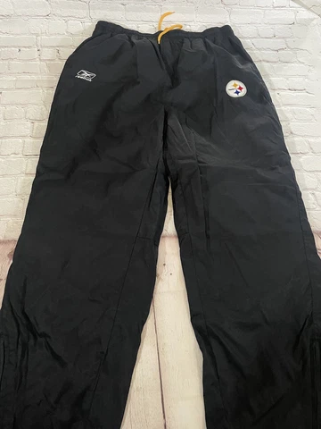 Vintage Pittsburgh Steelers Pants Large Black Gold Nylon Mesh Lined Cold Weather Cover
