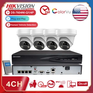Hikvision 4CH 5MP ColorVu IP Camera MIC CCTV Security System kit 4POE 4K NVR Lot - Picture 1 of 23
