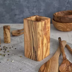Soporte para utensilios de madera, organizador de cocina de madera de olivo, almacenamiento de leña para cocina - Imagen 1 de 6