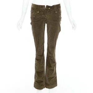 DOLCE GABBANA khaki corduroy DG crest buttons flared pants IT38 XS - Picture 1 of 9
