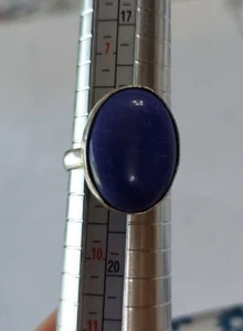 A36 - Silver Artisan Ring With Beautiful Oval Lapis Lazuli Stone Size 9 - Picture 1 of 7