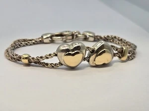Tiffany & Co 925 Silver & 18k Gold Double Rope Heart Slide Bracelet 32.4g 7,5'' - Picture 1 of 4