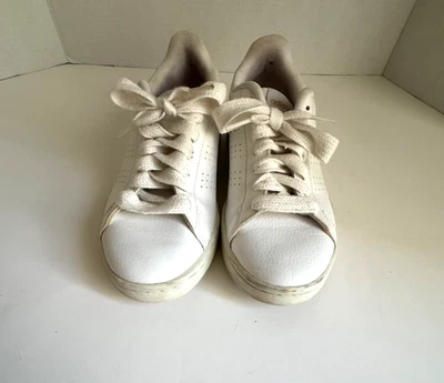 Adidas Cloudfoam Advantage Tenis Mujer’s 7.5 – Cuero Blanco con Tacón Leopardo Foto 1 de 4