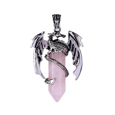 Collar Colgante Dragón Piedra Natural con Cordón de Cuero Ajustable de 18" Foto 1 de 3