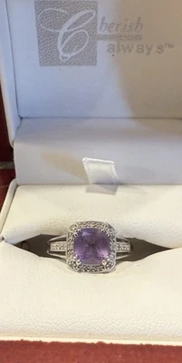 Anillo Mujer Oro Blanco y Amatista Talla 7 Foto 1 de 4