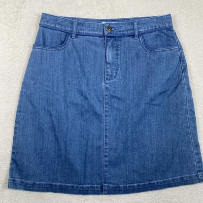 Falda vaquera Isaac Mizrahi para mujer 10 azul elástica lavado medio hasta la rodilla Foto 1 de 4