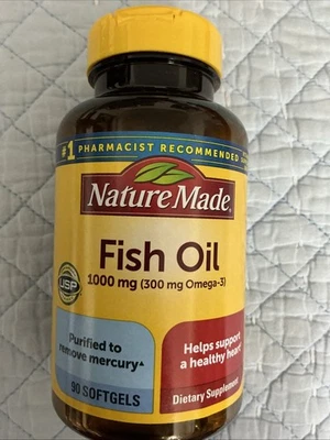 Aceite de pescado hecho en la naturaleza 1000 mg Omega 3 soporte para el corazón 90 cápsulas blandas suministro para 45 días Foto 1 de 4