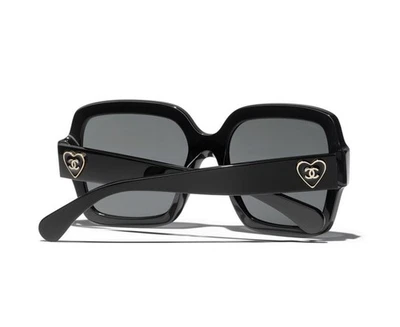 Authentic CHANEL Sunglasses Women Frames Gold Heart CC Black Brand New With Box - Image 1 of 4