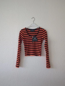 Jersey mujer Killstar naranja negro rayas talla S - Imagen 1 de 6