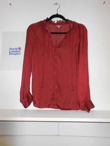 Jigsaw Long Sleeve Blouse Size 10 UK Burgundy - Picture 1 of 3