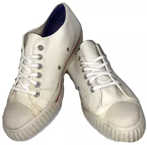 Kmart Sneaker Shoes White Canvas Fish Heads 1960's Mens Size 7 RARE USA Vintage - Picture 1 of 17